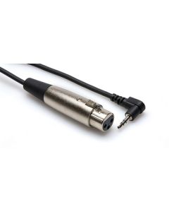 Hosa Microphone Cable, XLR Female to Right-angle 3.5 mm TRS, 1 ft