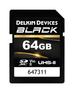 Delkin 64GB Black UHS-II V90 SDXC Memory Card
