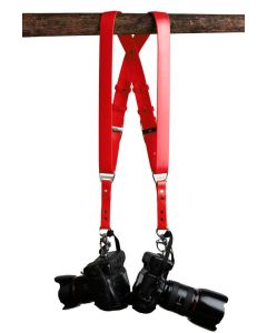 HoldFast Gear Money Maker Vegan Leather 2 Camera Harness - Red, Large
