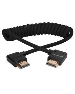 Kondor Blue Right-Angle Full HDMI 12"-24" Braided Coiled Cable - Black